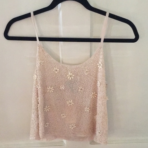 NWT Forever 21 Cropped beaded/floral detailed camisole - Picture 4 of 9